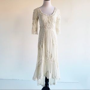 Crochet Embroidered Wedding Dress Maxi Ivory